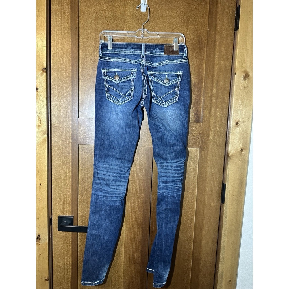 BKE Sabrina Jeans Womens 25L Blue Stretch Skinny Jeans Flap Pocket Medium Wash‎ - Picture 3 of 5